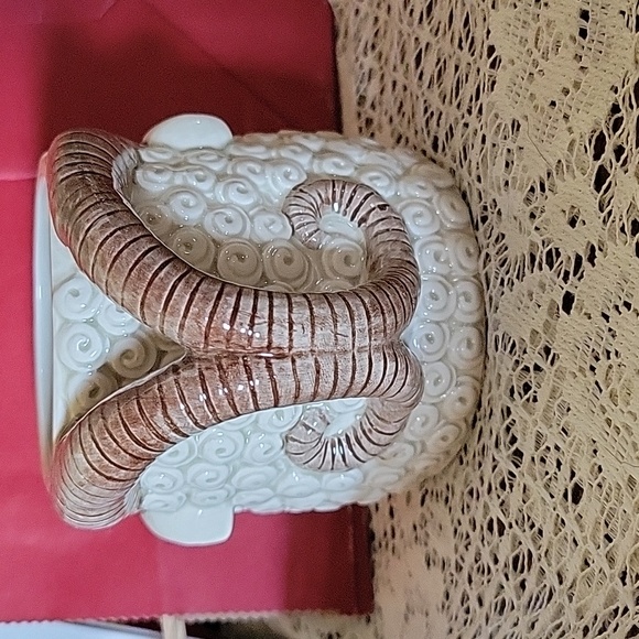 Vintage Figural Ram Sheep Head Face Mug with Horns Handle MIJ - Picture 4 of 6